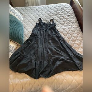 J Crew Ladies Black Sevilla tiered dress SZ XL